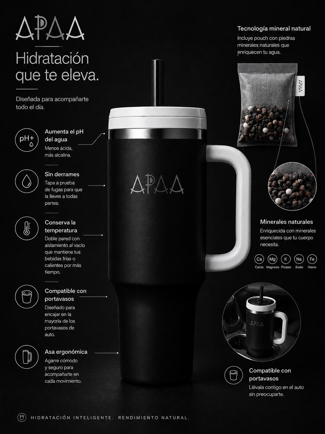 Vaso Tumbler APAA 1.2 Litros - 40 oz - Acero Inoxidable