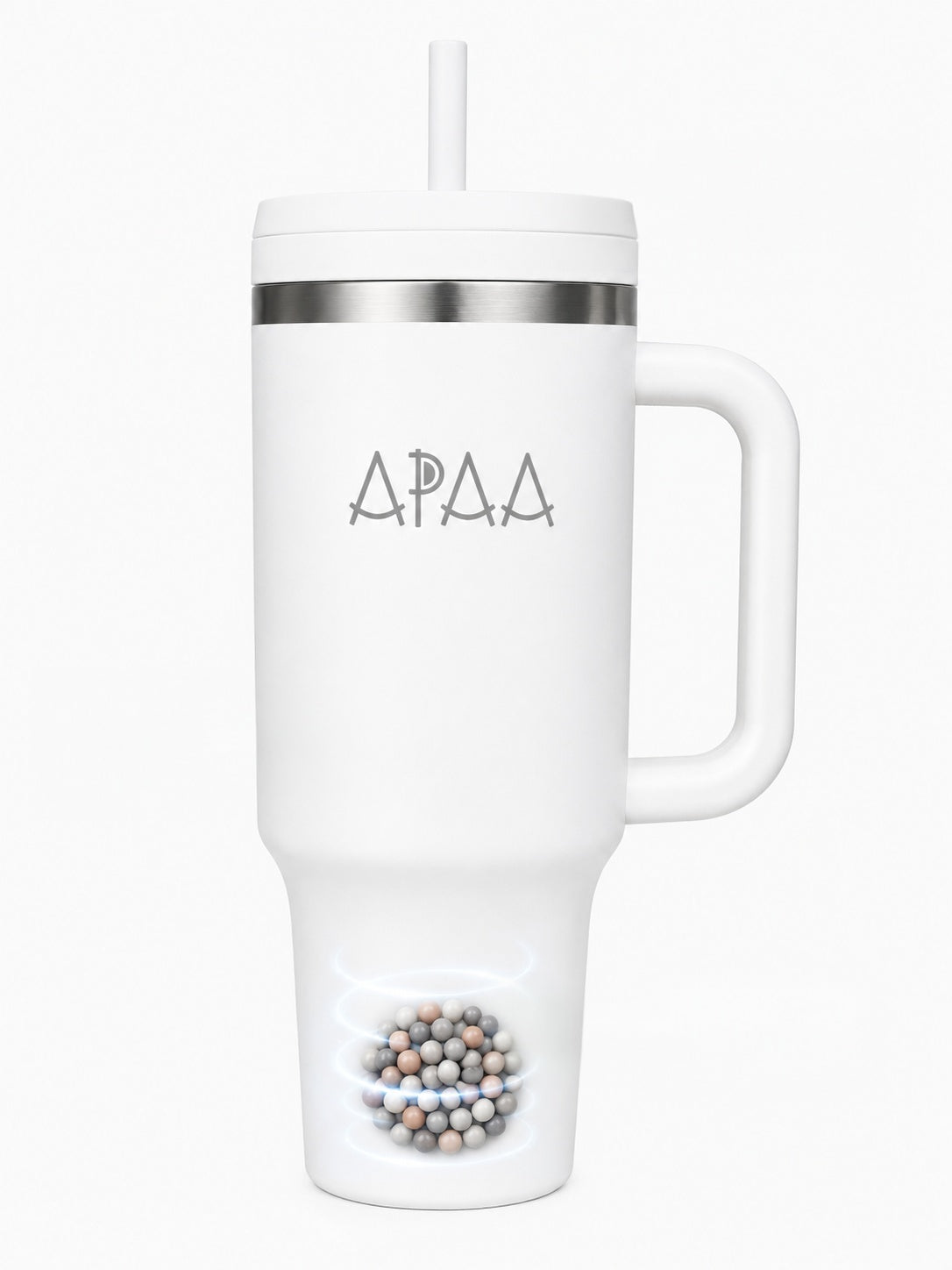 Termo de Acero Inoxidable 1.2 L con Piedras Minerales para Agua Alcalina, Doble Pared al Vacío, Mantiene Frío 12 H y Hielo 48 H, Tapa con Popote, Asa y Base para Portavasos, Libre de BPA